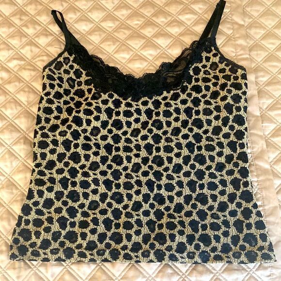 Leopard Camisole NWOT with Black Lace & Adjustable Straps. Size Small. - Picture 4 of 5